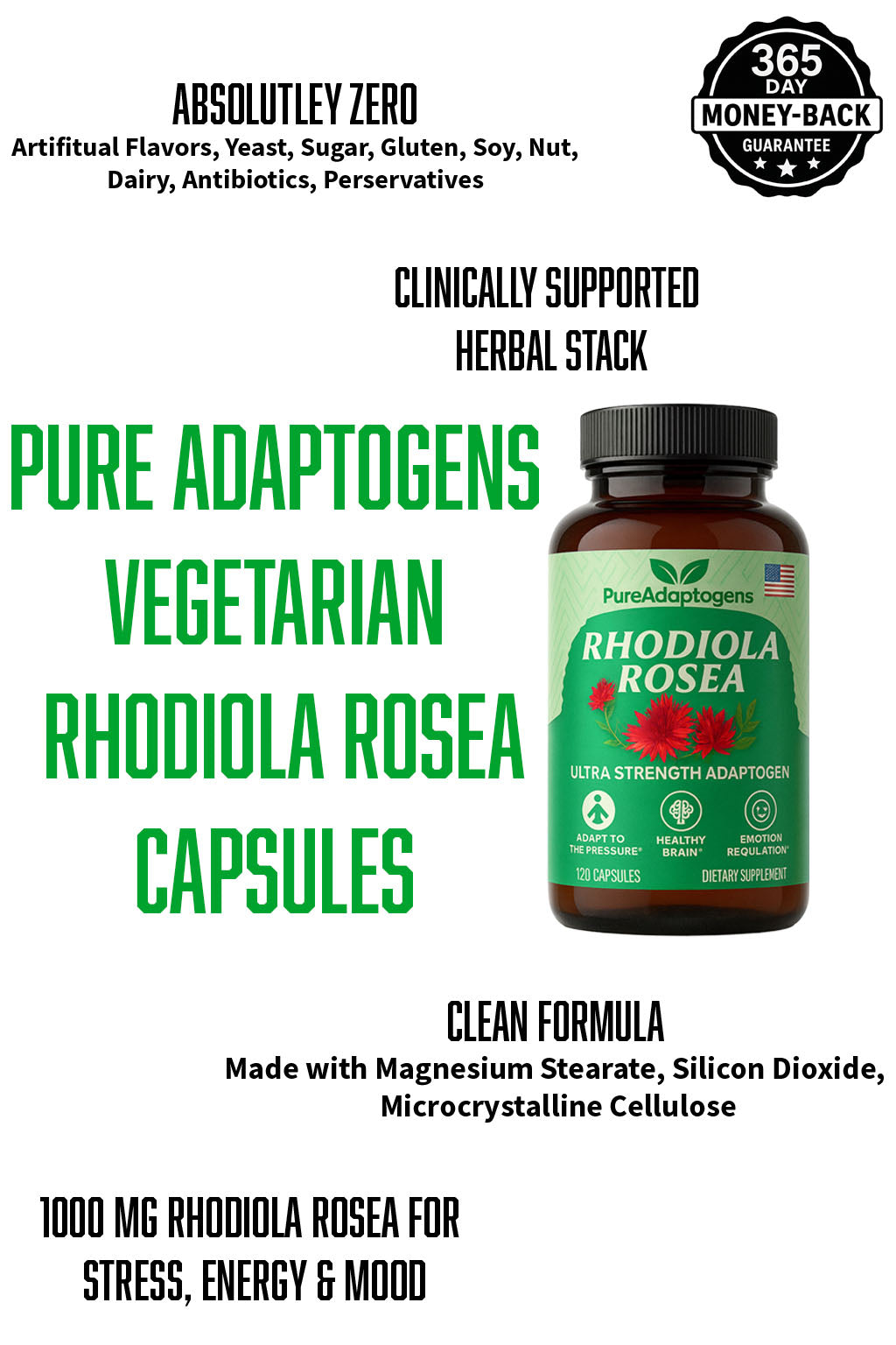 Pure Adaptogens 100% Natural Plant Vegetarian Capsules